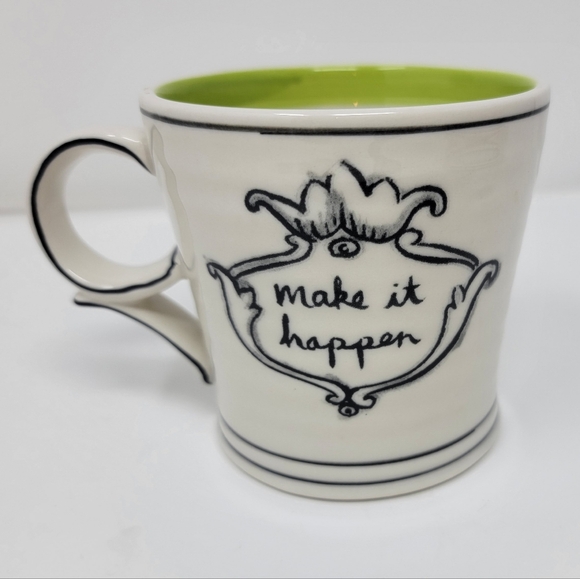 Anthropologie Other - Anthropologie MOLLY HATCH Make It Happen COFFEE MUG Green Stripe Interior